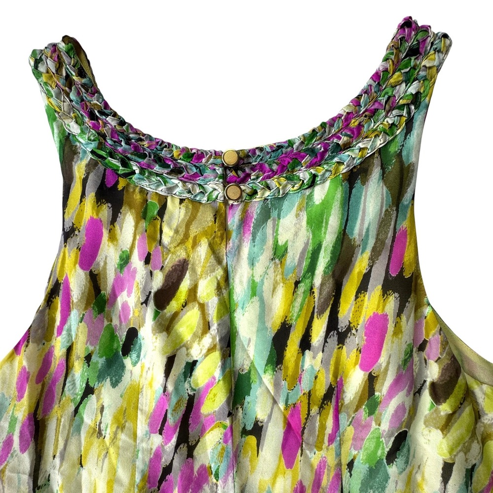 Anthropologie Leifsdottir Silk Yellow Watercolor Tiered Dress Women 4 Boho Artsy - Picture 5 of 12